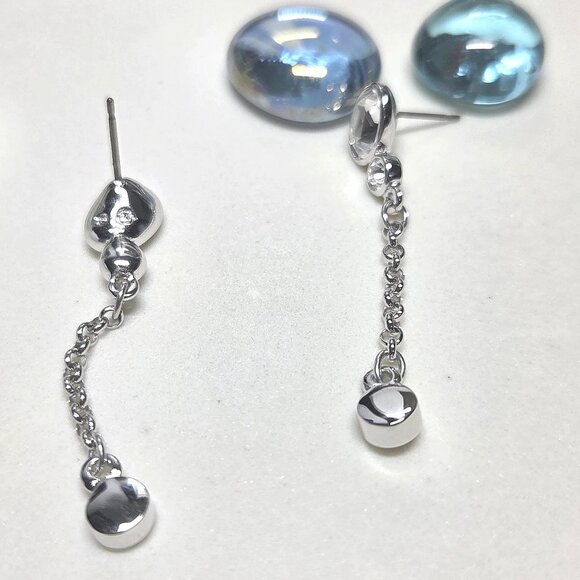 Swarovski Dangle Drop Earrings With Bezel Set Clear Oval And Round Crystals - Picture 8 of 11